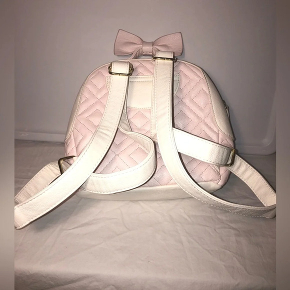 Betsey Johnson Bow Pink White Pearl Backpack - Picture 3 of 15